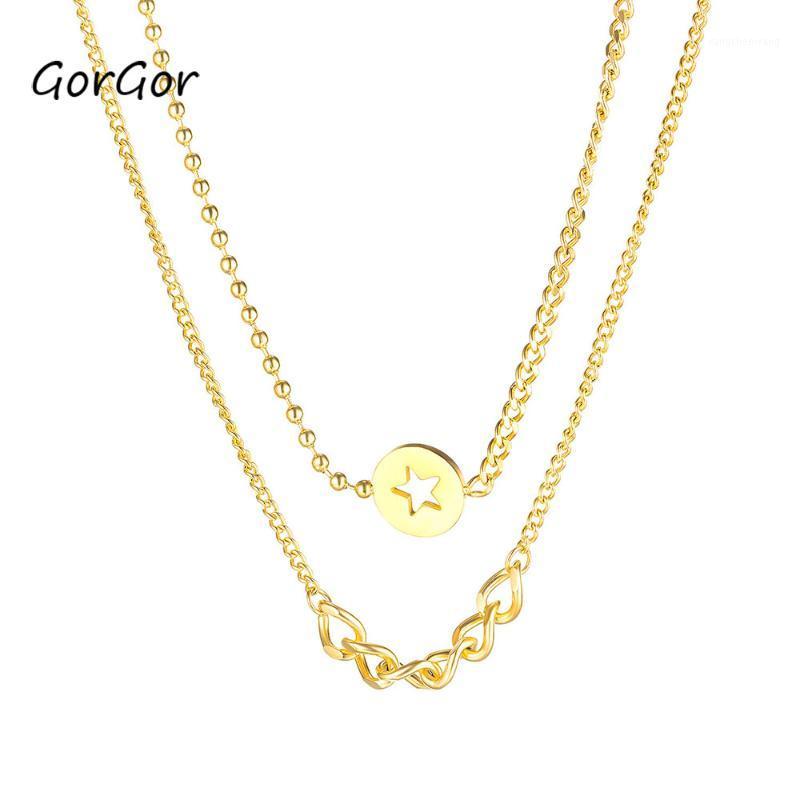 GorGor Classic Ladies Five-Pointed Star Double Titanium Steel Necklace Selling Women Clavicle Chain Slieve Gold Color 1711 Chains
GorGor Classic Ladies Five-Pointed Star Double Titanium Steel Necklace Selling Women Clavicle Chain Slieve Gold Color 1711 Chains