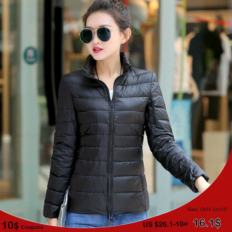 7XL Women 90% White Duck Down Coats Plus Size Women's Ultra Light Duck Down Jackets Autumn Winter Warm Stand collar Hiking Coat 211007wtt