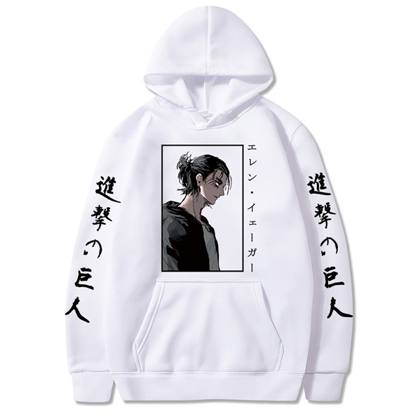 Men Hoodie Attack on Titan Printed Long Sleeve Anime Eren Yeager Pullover Harajuku Hoodie Sweatshirt Tops Y0809