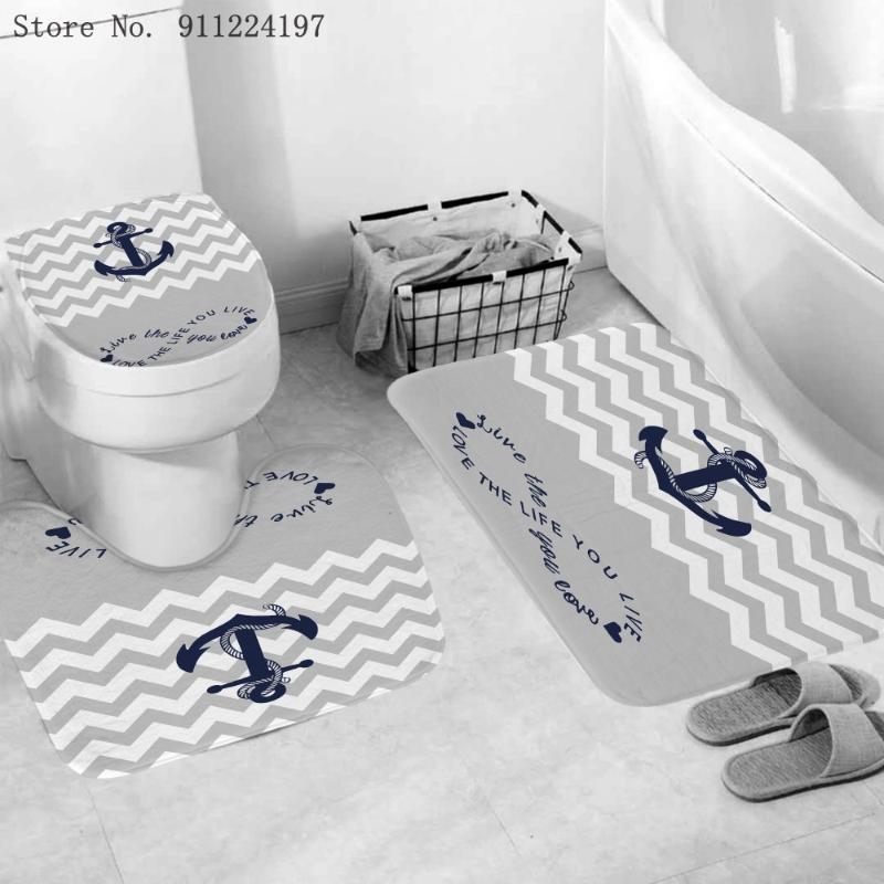 Bath Mat 3 Piece Set Anchor Pattern Toilet Cover Foot Pad Non-Slip Absorbent Bathroom Door Mats Flannel Soft Rug Carpet Accessory
Bath Mat 3 Piece Set Anchor Pattern Toilet Cover Foot Pad Non-Slip Absorbent Bathroom Door Mats Flannel Soft Rug Carpet Accessory