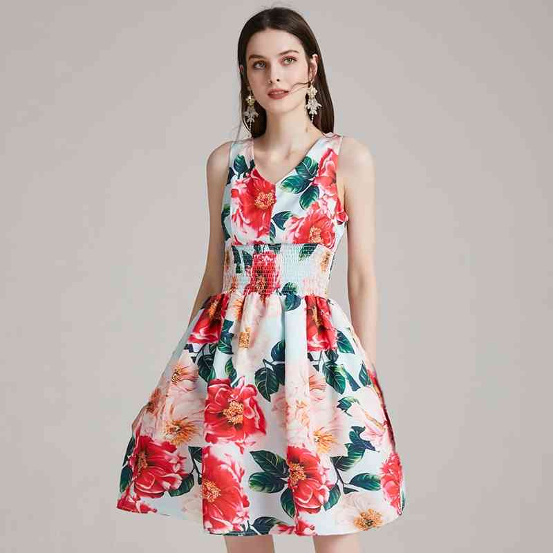 Banulin Summer Designer Runway Vacation Beach Dress Women Spaghetti Strap V-Neck Floral Print Holiday Short 210603, Red
Banulin Summer Designer Runway Vacation Beach Dress Women Spaghetti Strap V-Neck Floral Print Holiday Short 210603, Red
