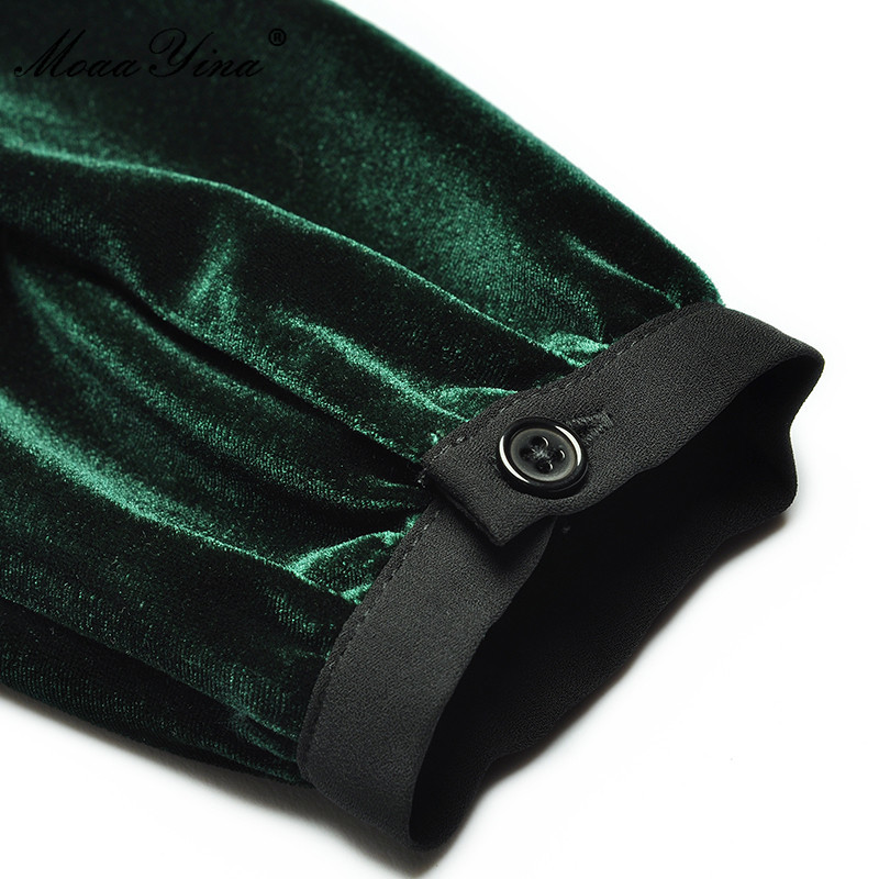 Fashion ner dress Spring Autumn Women's Dress Long sleeve Bowknot Sequins Crystal Beaded Velvet Dresses 210524