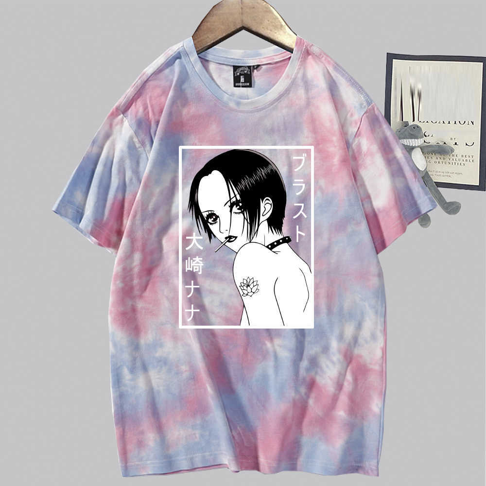 Nana Osaki Harajuku T-shirt Print Fashion Short Sleeve Round Neck Tie Dye Anime Tops Y0809