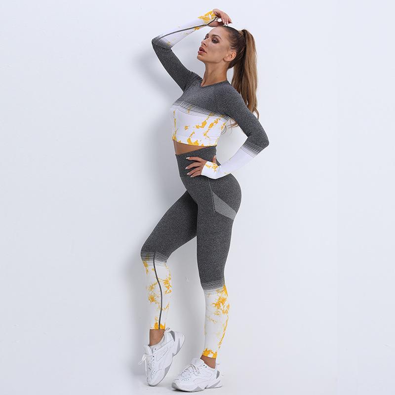 Yoga Outfit Seamless Knitted Gym Scrunch Leggings Set Workout Clothes Women Sportwear Tie Dye Long Sleeve Suit For Fitness Sport
Yoga Outfit Seamless Knitted Gym Scrunch Leggings Set Workout Clothes Women Sportwear Tie Dye Long Sleeve Suit For Fitness Sport
