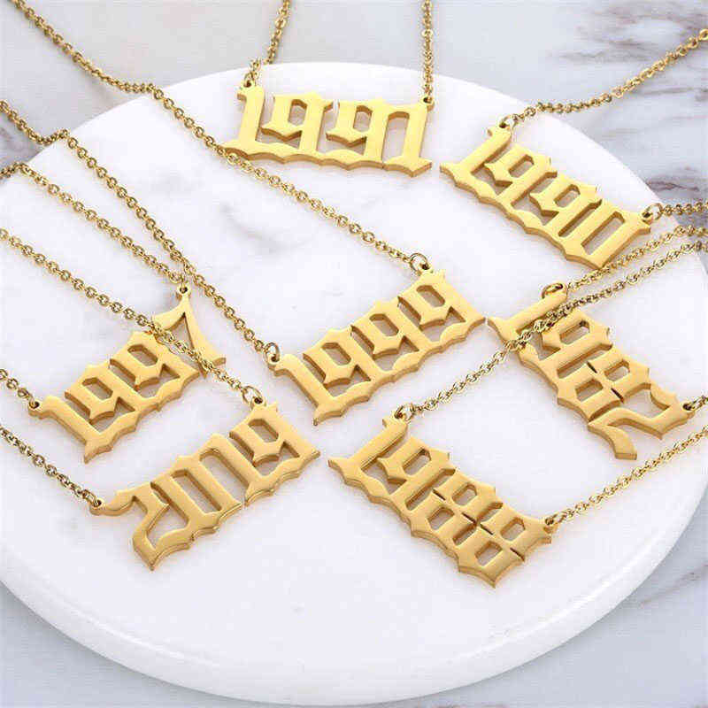 The 1990039s Women Birthday Necklace Number Year 1990 1991 1992 1993 1994 1995 1996 1998 1999 Gold Vintage Necklace Gift Y12043103
