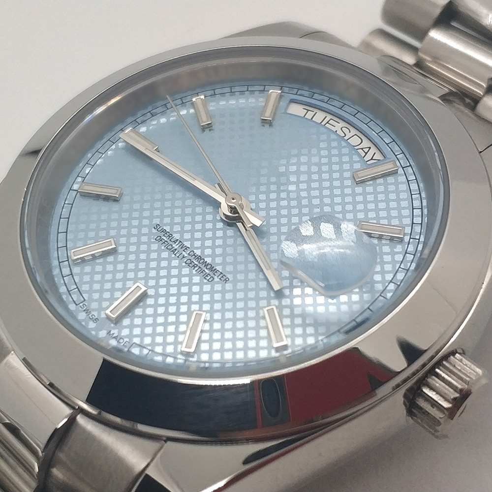 Top quality mens watches mechanical movement automatic watch 40mm blue dial 316L stainless steel president strap date 100m waterproof wristwatch montre de luxe
Top quality mens watches mechanical movement automatic watch 40mm blue dial 316L stainless steel president strap date 100m waterproof wristwatch montre de luxe