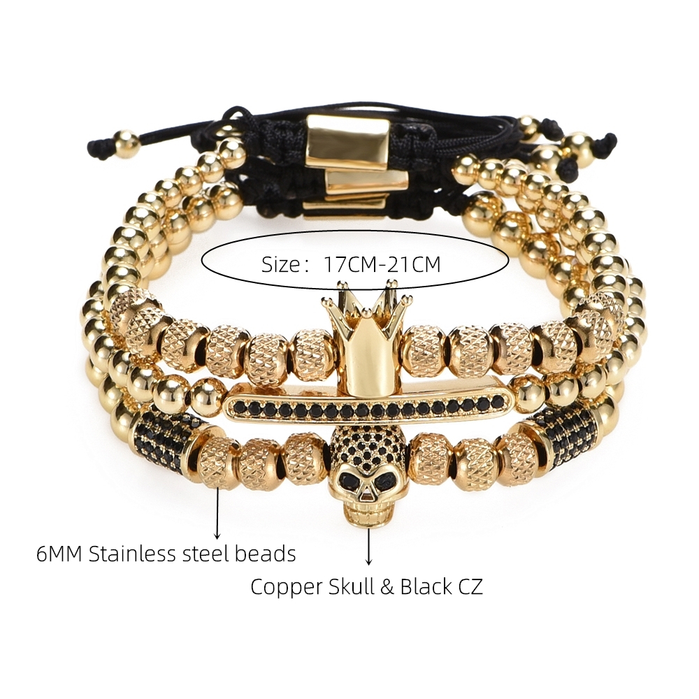 Luxury Royal Crown Micro Pave CZ Skull Charm Bracelet Men Fashion Unique Design Stainless Steel Adjustable Bangle DropShippingBracelets
Luxury Royal Crown Micro Pave CZ Skull Charm Bracelet Men Fashion Unique Design Stainless Steel Adjustable Bangle DropShippingBracelets