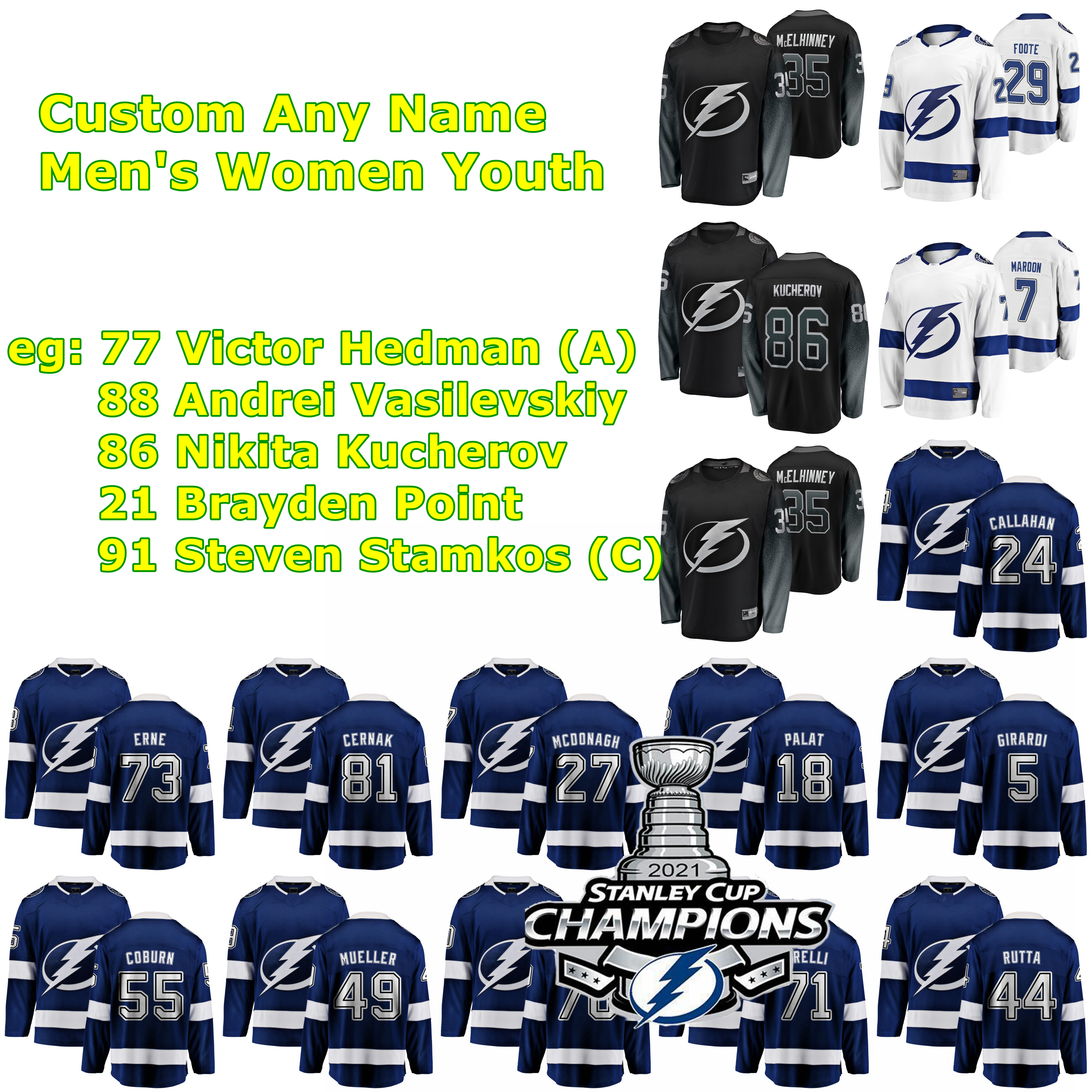 2021 Stanley Cup Champions Tampa Bay Lightning Ice Hockey Jerseys Curtis McElhinney Jersey Erik Cernak Blake Coleman Alex Barre-Boulet Ross Colton Custom Stitched, Youth white away with 2021 champion
2021 Stanley Cup Champions Tampa Bay Lightning Ice Hockey Jerseys Curtis McElhinney Jersey Erik Cernak Blake Coleman Alex Barre-Boulet Ross Colton Custom Stitched, Youth white away with 2021 champion
