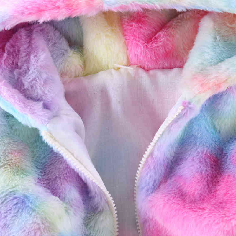Girls' Faux Fur Jacket Two 2 Piece Cute Girl 3t Girls Clothes For Outfits Skirt Tie Tye Dye Set Boutique Kids Winter Clothing Y220310