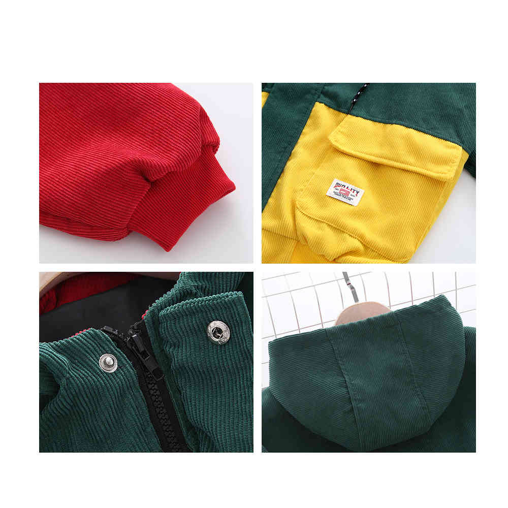 Color Block Long Sleeve Corduroy Women Jacket Patchwork Drawstring Hit Autumn Plus Size Coat 210428