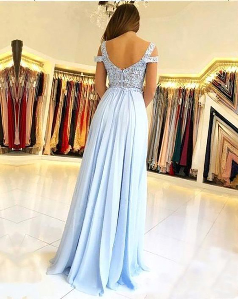 Cheap Country Sky Blue A Line Bridesmaid Dresses For Weddings Chiffon Lace Appliques Side Split Zipper Back Plus Size Maid Of Honor Gowns