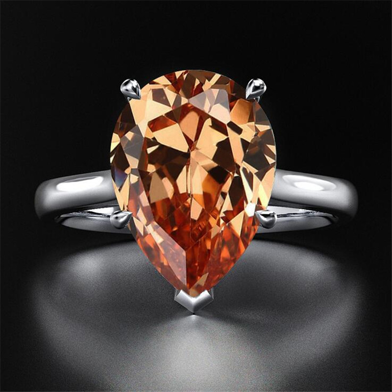 Choucong Ins Top Sell Solitaire Simple Fashion Jewelry Real 925 Sterling Silver 4CT Large Multi Color Water Drop Topaz CZ Diamond Gemstones Women Wedd