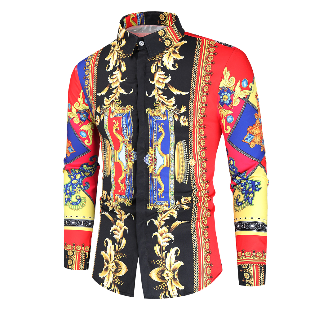 Gold lace pattern men' long-sleeved shirt high quality comfortable fit fashion retro style travel office entertainment, Purple
Gold lace pattern men' long-sleeved shirt high quality comfortable fit fashion retro style travel office entertainment, Purple