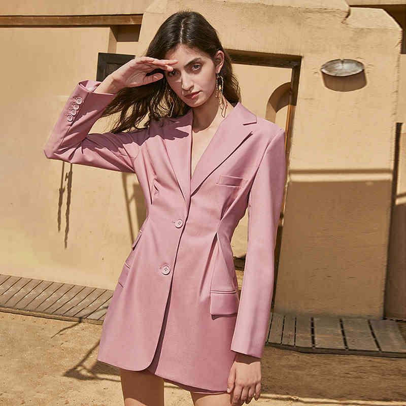 Black Blazer Dress For Women Notched Long Sleeve High Waist Mini Dresses Female Fashion Clothing Spring 210520