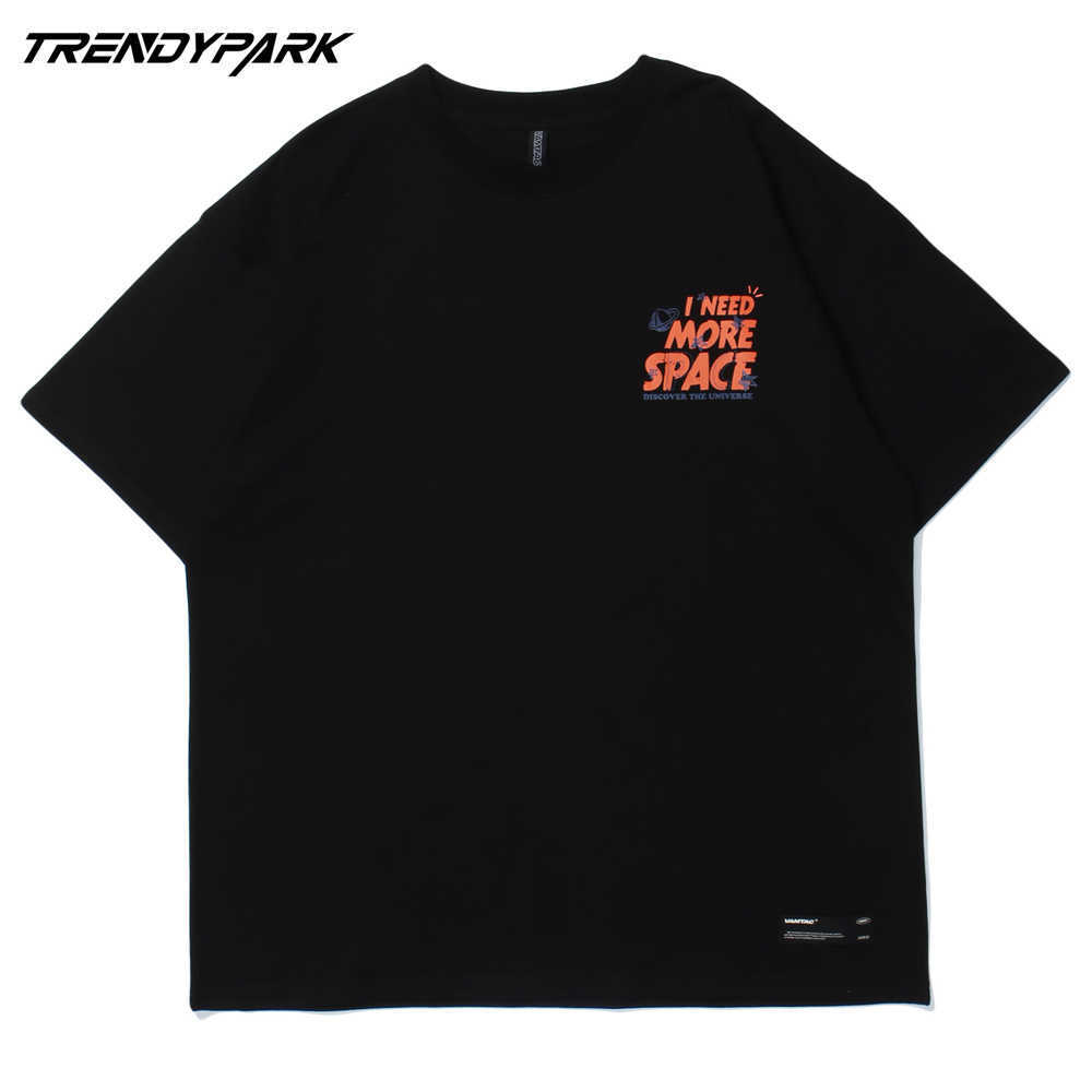 Men's Letters Harajuku T-Shirt Hip Hop Oversized Print T Shirt Cotton Casual Summer Short Sleeve Tshirt Black Clothing Tops 210601