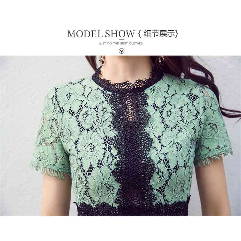 White Patchwork Lace Dress Women Party es female vestidos Elegant Ladies Bodycon short Sleeve Mini 210519