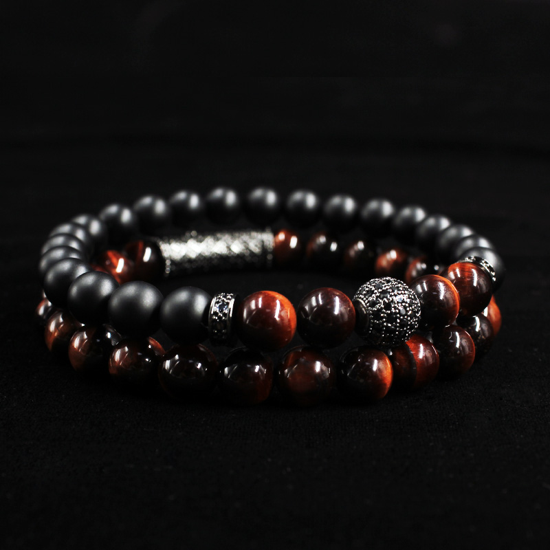 2pc/set Natural tiger eye pearl beads bracelet set, jewelry for men and women, elastic material Wrist Strap mens bracelets femme ift, holiday, valenti