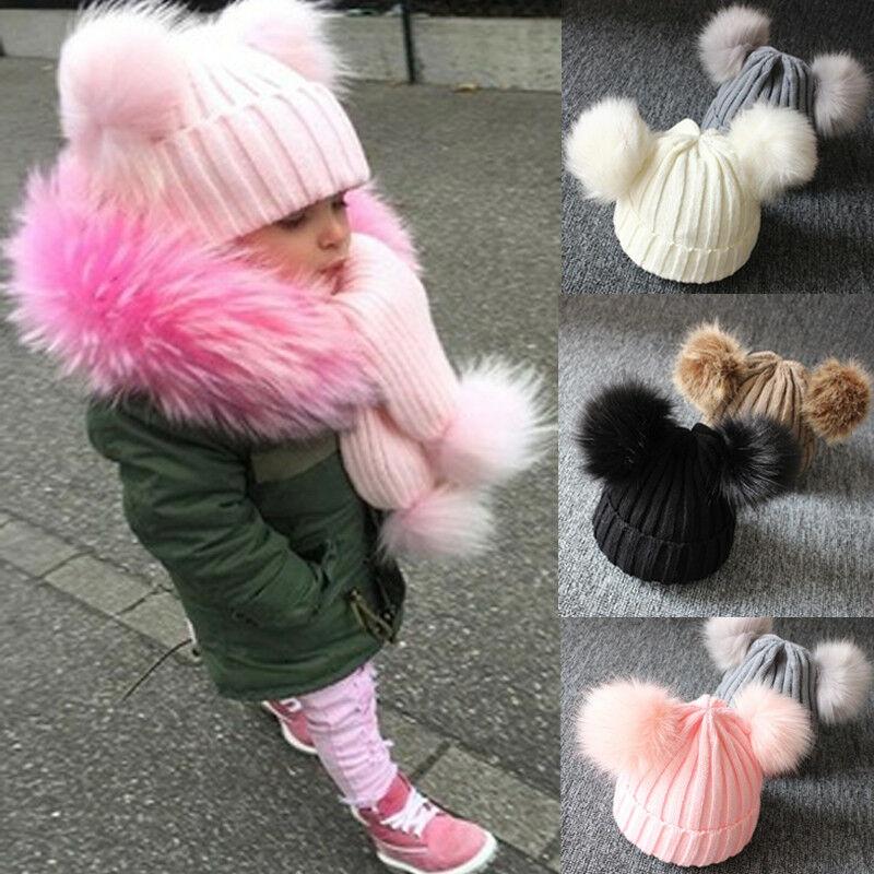 Berets Winter Warm Boy Girls Natural Fur Ball Beanie Kids Caps Baby Knit Hat Double Faux Pom Hats Two Pompoms Bonnets, Blue;gray
Berets Winter Warm Boy Girls Natural Fur Ball Beanie Kids Caps Baby Knit Hat Double Faux Pom Hats Two Pompoms Bonnets, Blue;gray