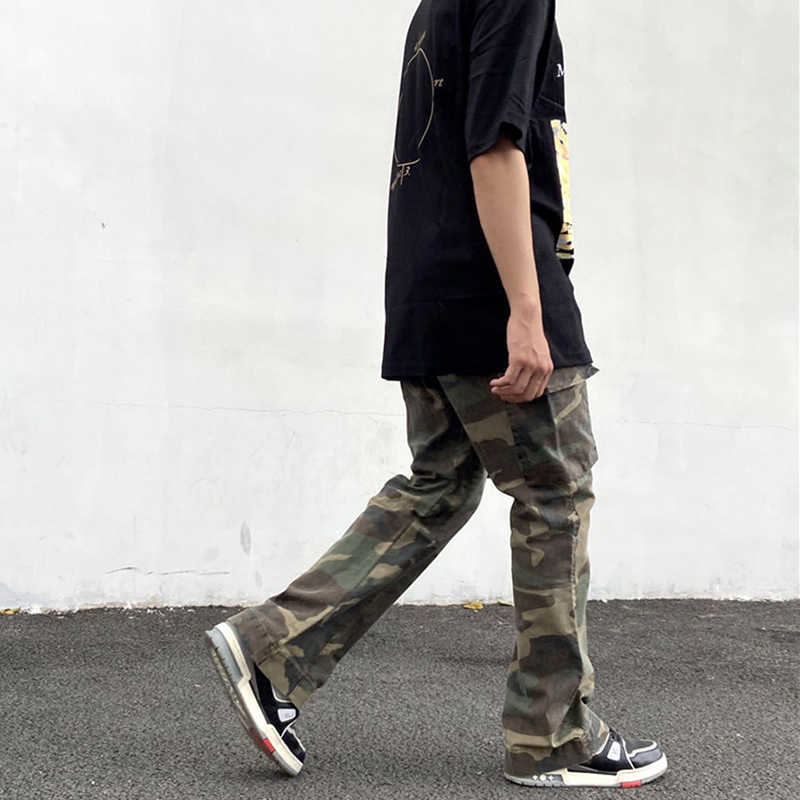 2020 Camouflage Flare Pants Fashionable Camo Cargo Pants for Men Slim Fit Camouflage Trousers Women All-match Hot Style P0811 Z260128