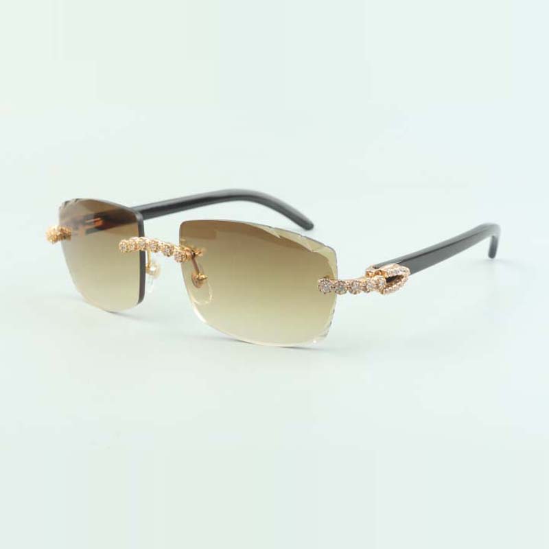 Bouquet Diamond buffs Sunglasses 3524015 with Natural black buffalo horn glasses and cut Lens 3.0 Thickness