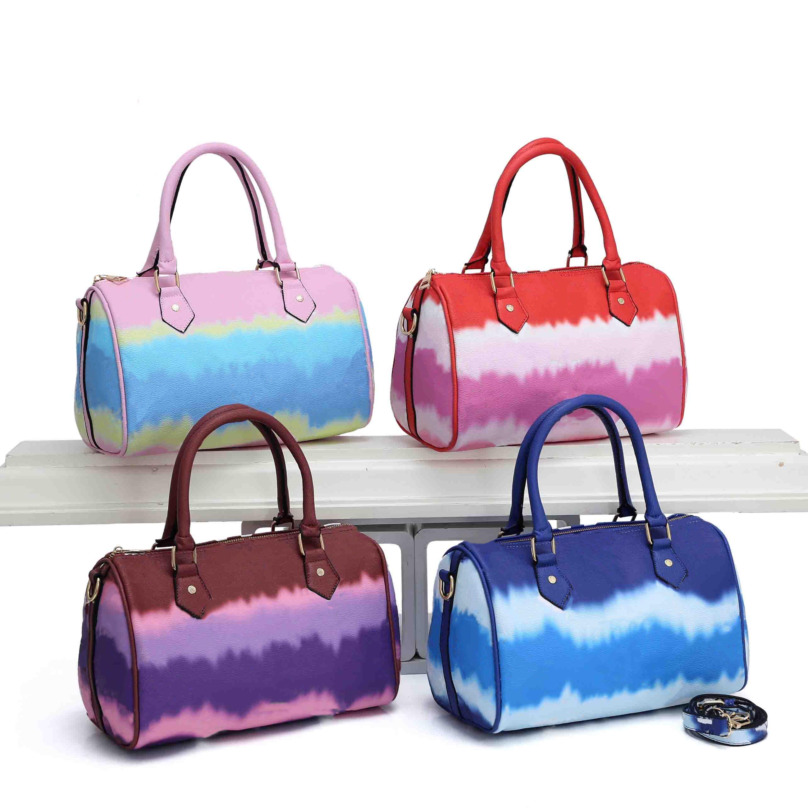 Fashion handbag diagonal Boston Bag Gradient Bags with Should`er Strap, Gold