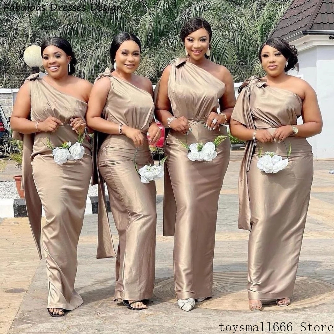 African Girls Plus Size Champagne Bridesmaid Dresses Sexy Mermaid One Shoulder Pleats With Bow Long Maid of Honor Wedding Guest Evening Party Wears sxm15
African Girls Plus Size Champagne Bridesmaid Dresses Sexy Mermaid One Shoulder Pleats With Bow Long Maid of Honor Wedding Guest Evening Party Wears sxm15