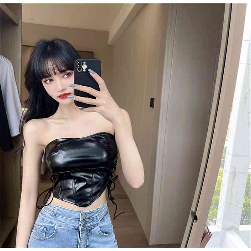 nns new handsome locomotive girl punk style lace up waist irregular bra, Black;white
nns new handsome locomotive girl punk style lace up waist irregular bra, Black;white