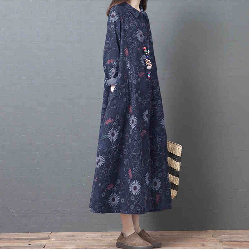 Johnature Vintage Mid-Calf Dresses Print Flower Spring Turn-down Collar Loose Women Dresses 210521, Black
Johnature Vintage Mid-Calf Dresses Print Flower Spring Turn-down Collar Loose Women Dresses 210521, Black