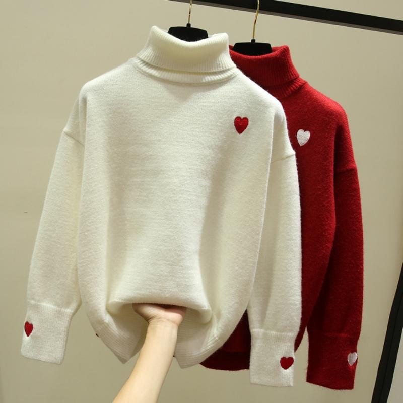 Women's Oversized Turtleneck Wool Cashmere Blend Sweater - Beige, Long Sleeve, Cozy Winter Pullover B4