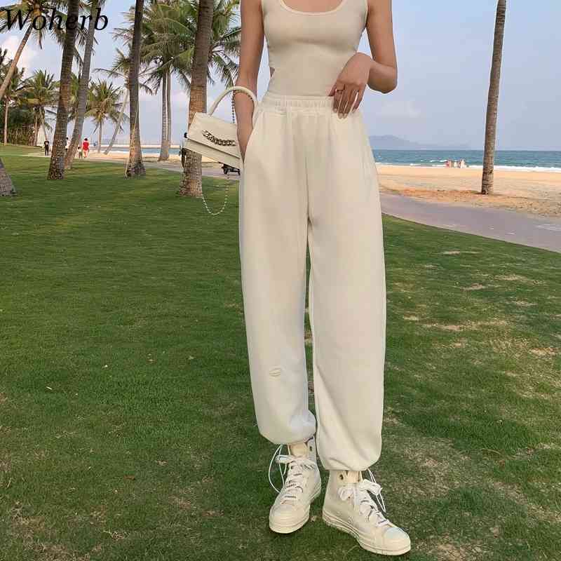 Sweatpants Women High Waist Loose Thin Summer Straight Harem Pants Casual Soli Korean Chic Streetwear 210519