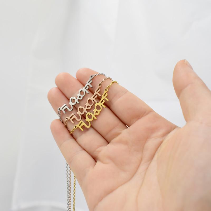 Pendant Necklaces Hip Hop Style Gold Color Fuk OFF Necklace Stainless Steel Jewelry Friends Birthday Gift BFF
Pendant Necklaces Hip Hop Style Gold Color Fuk OFF Necklace Stainless Steel Jewelry Friends Birthday Gift BFF