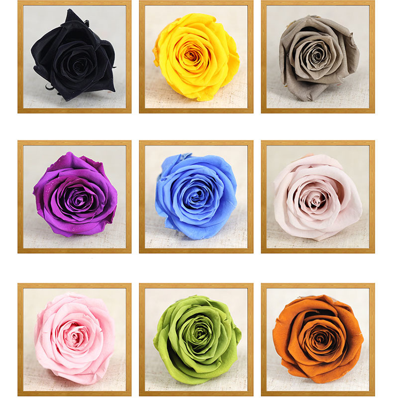 8pcs 4-5cm Everlasting Flower Rose Heads Preserved Flowers Immortal Rose Flower Valentine's Day DIY gift Box Bouquet Materials 210317