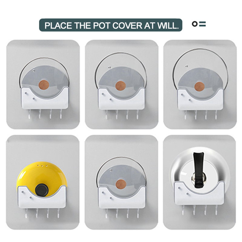 Simple Kitchen Wall Hanging Pot Cover Shelf Storage Box Multifunctional Household Storage Hook Cutting Board Rack Storage Box