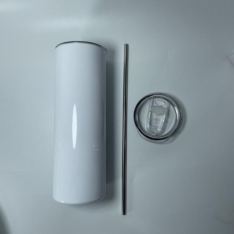 Blank Sublimation Tumbler 20oz STRAIGHT skinny tumbler Straight Cups Stainless Steel slim Insulated Tumbler Beer Coffee Mugs Rubber bottom