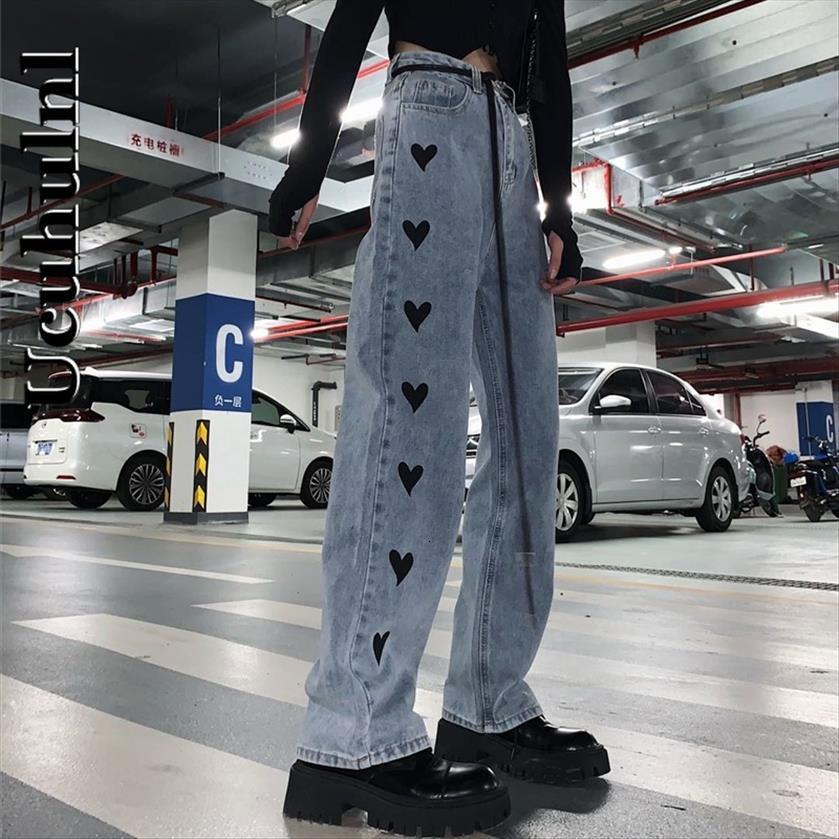 korean autumn winter harajuku style women jean daniel vintage heart shaped printing wide leg old pants loose straight, Blue
korean autumn winter harajuku style women jean daniel vintage heart shaped printing wide leg old pants loose straight, Blue