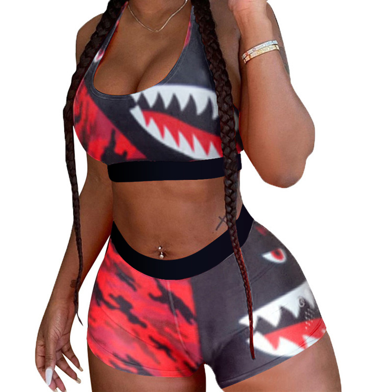 2 Piece Set Women Sportswear sport Set Seamless Tie Dye Sport Bra Biker Shorts Gym Fitness Workout High Waist Legging Bra 210515