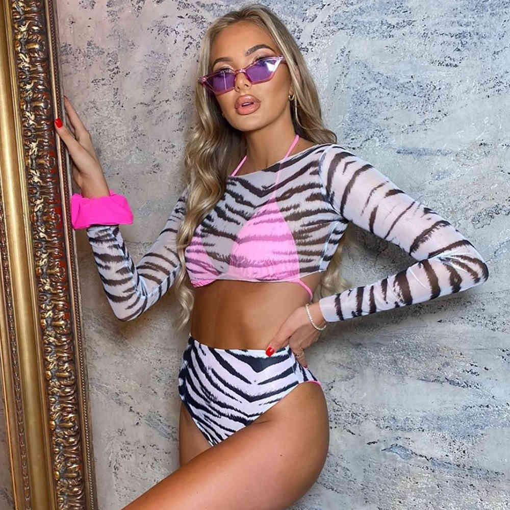 Sexy Three Pieces Bikini Set Long Sleeve Beach Cover Up Women Zebra Print Swimsuit Female Bather Bathing Suit Beachwear 210521
Sexy Three Pieces Bikini Set Long Sleeve Beach Cover Up Women Zebra Print Swimsuit Female Bather Bathing Suit Beachwear 210521