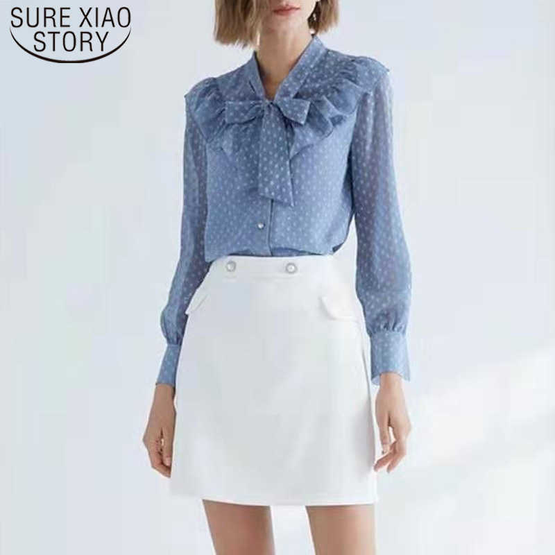 Autumn Flounces Stitching Bow Collar Dot Chiffon Women Shirts Long Sleeve Regular Slim Womens Tops and Blouses 6465 50 210527, Blue
Autumn Flounces Stitching Bow Collar Dot Chiffon Women Shirts Long Sleeve Regular Slim Womens Tops and Blouses 6465 50 210527, Blue