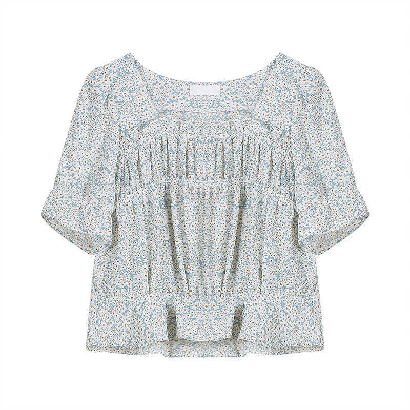 Floral Bohemia Blouses for Women French Style Chiffon Sweet Fresh Shirts Female Elegant Korean All-match Woman Tops 210525