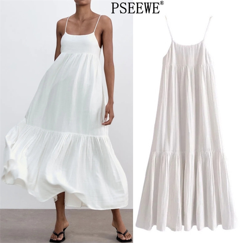 White Strappy Long Dress Women Summer Elastic Backless Sexy Midi Slip Woman Pleated Hem Sleeveless 210519
White Strappy Long Dress Women Summer Elastic Backless Sexy Midi Slip Woman Pleated Hem Sleeveless 210519