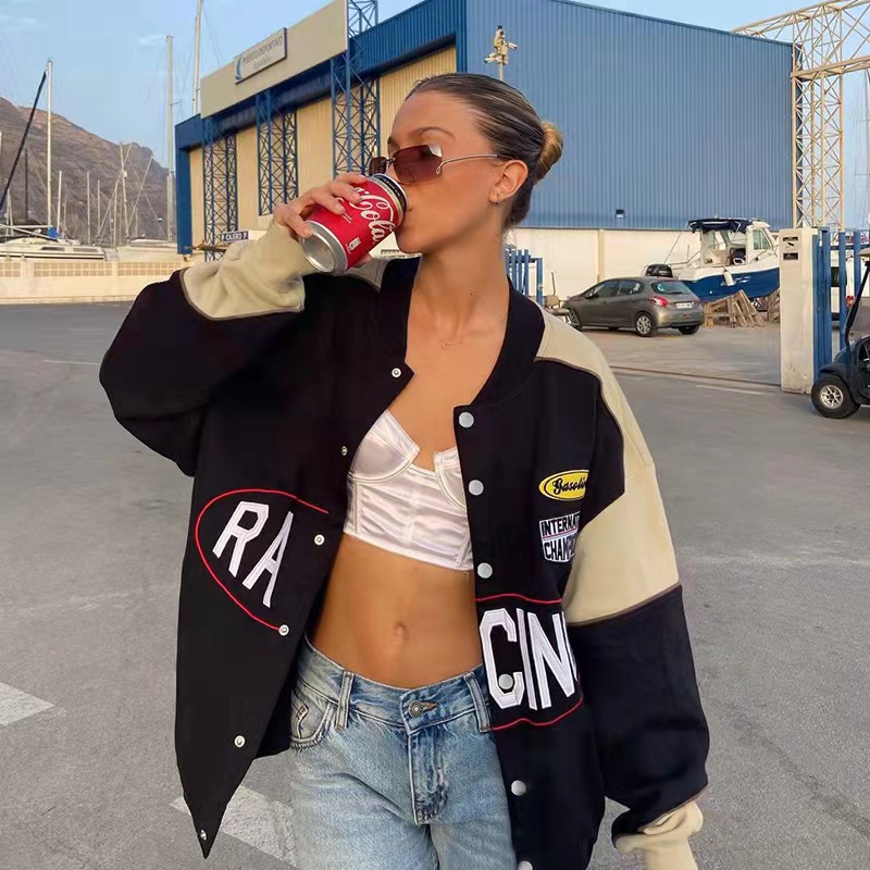 Varsity Jackets Women 2021 Autumn Winter Fashion Oversized Long Sleeve Bomber Loose Black Baseball Vintage Coat J889
Varsity Jackets Women 2021 Autumn Winter Fashion Oversized Long Sleeve Bomber Loose Black Baseball Vintage Coat J889