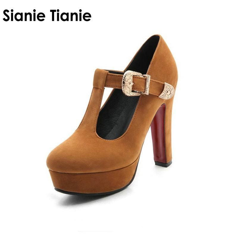 Dress Shoes Sianie Tianie Buckle Strap Woman Wedding Party Platform Pumps Super High Heels T-strap Women Bridal Size 42 43, Black
Dress Shoes Sianie Tianie Buckle Strap Woman Wedding Party Platform Pumps Super High Heels T-strap Women Bridal Size 42 43, Black