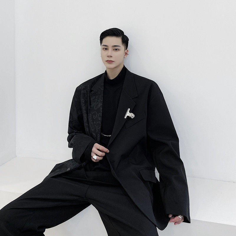 IEFB men's wear black chinese Dragon printted suit fashion spring male's personalized coat vintage blazers 9Y3295 210524