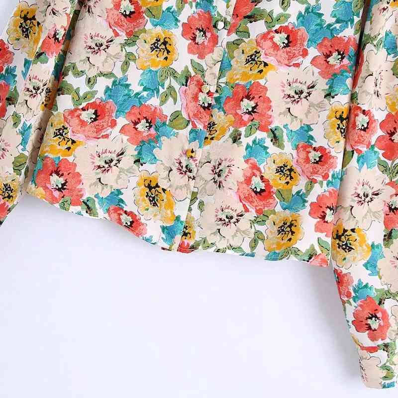 Women Colorful Floral Print Loose Casual Shirt Female Turndown Collar Long Sleeve Blouse Lady Tops Blusas S8799 210430