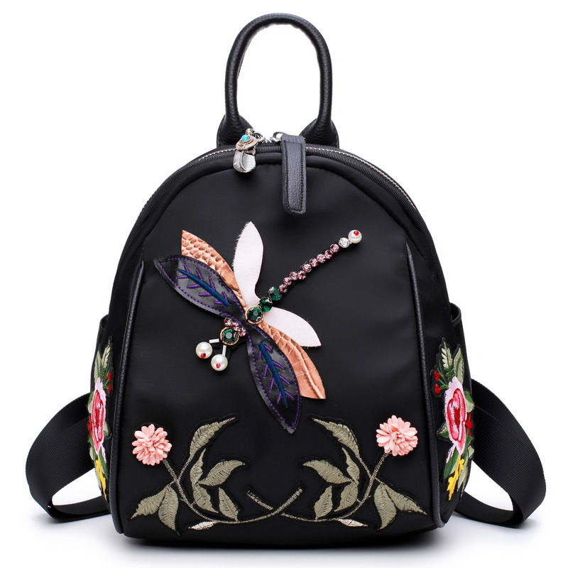 Women's Small Backpack National 3D Dragonfly Embroidered Personality Designer Female Backpacks Mini Black Bag for Lady Girl
Women's Small Backpack National 3D Dragonfly Embroidered Personality Designer Female Backpacks Mini Black Bag for Lady Girl
