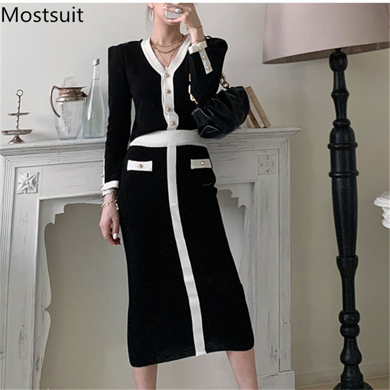 Korean Elegant Knitted Two Piece Skirt Set Women Spring V-neck Cardigan + Long Pencil Suits Vintage Ladies Outfits 210518, Brown
Korean Elegant Knitted Two Piece Skirt Set Women Spring V-neck Cardigan + Long Pencil Suits Vintage Ladies Outfits 210518, Brown
