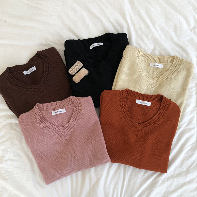 5 colors korean style loose v neck solid color knitted sweaters womens sweaters and pullovers (X163), White;black
5 colors korean style loose v neck solid color knitted sweaters womens sweaters and pullovers (X163), White;black