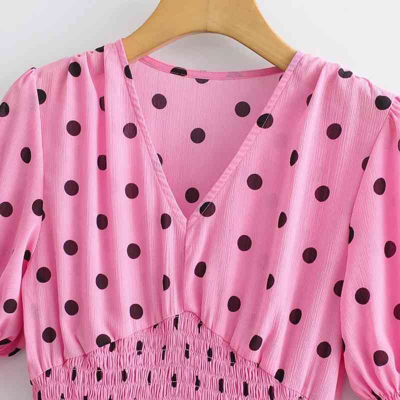 Spring Women Polka Dot Print Cascading Ruffle Hem Slim Mini Dress Female Lantern Sleeve Clothes Casual Lady Vestido D7368 210430
