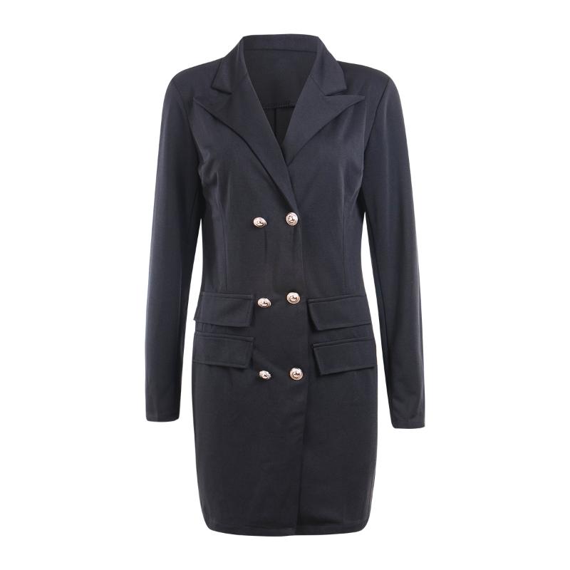Elegant Professional Mini Woman Ladies Suits Dress Double-breasted Blazer Jacket OL Buttons Coat Notched Cardigan Tops Women's & Blazers