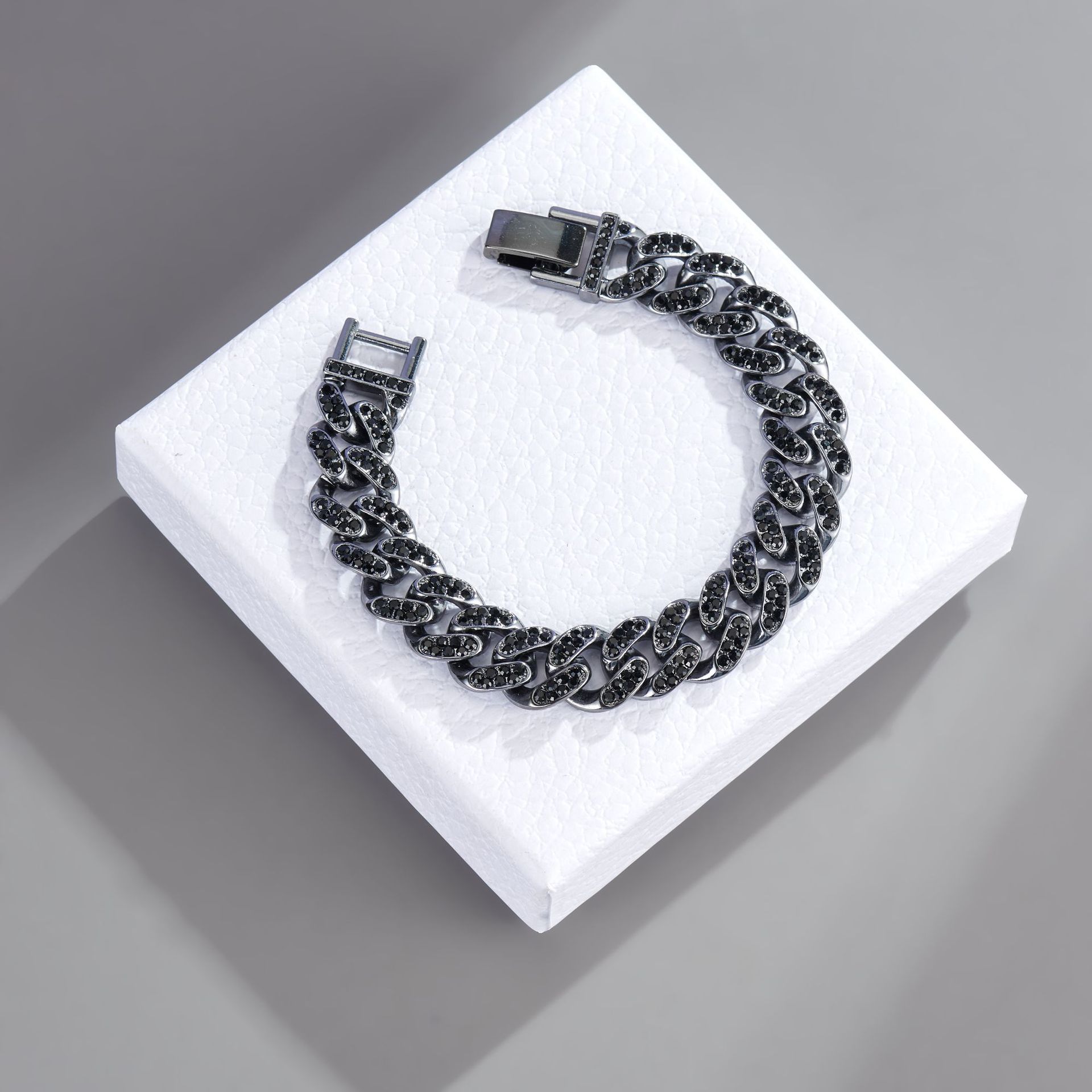 New Fashion Hip Hop Tennis Cuban Necklace jewelry Bling Liced Out Black Rhinestone Alloy Bold Cuban Chain Hiphop Bracelet Anklet Street Accessories fo